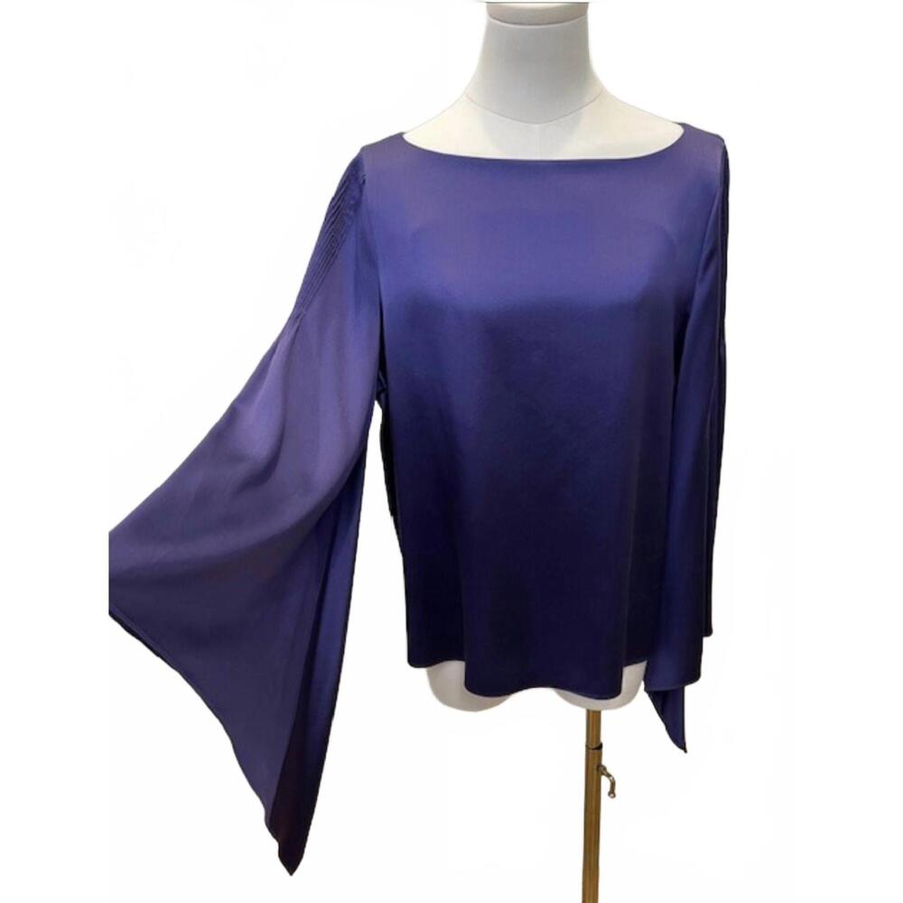 NEW DIOMI women's ruffle sleeve boat neck blouse in midnight